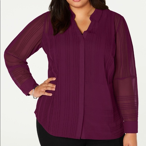 Alfani Tops - NWT- Alfani 2 pc Semi-Sheer Button-Front Top